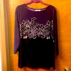 Croft&Barrow plum and black tunic top XXL